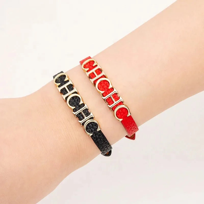 CH Women's Bracelet Fashion Letter Retro Simple Classic Hundred 2024 New Leather Women's Bracelet Accessories