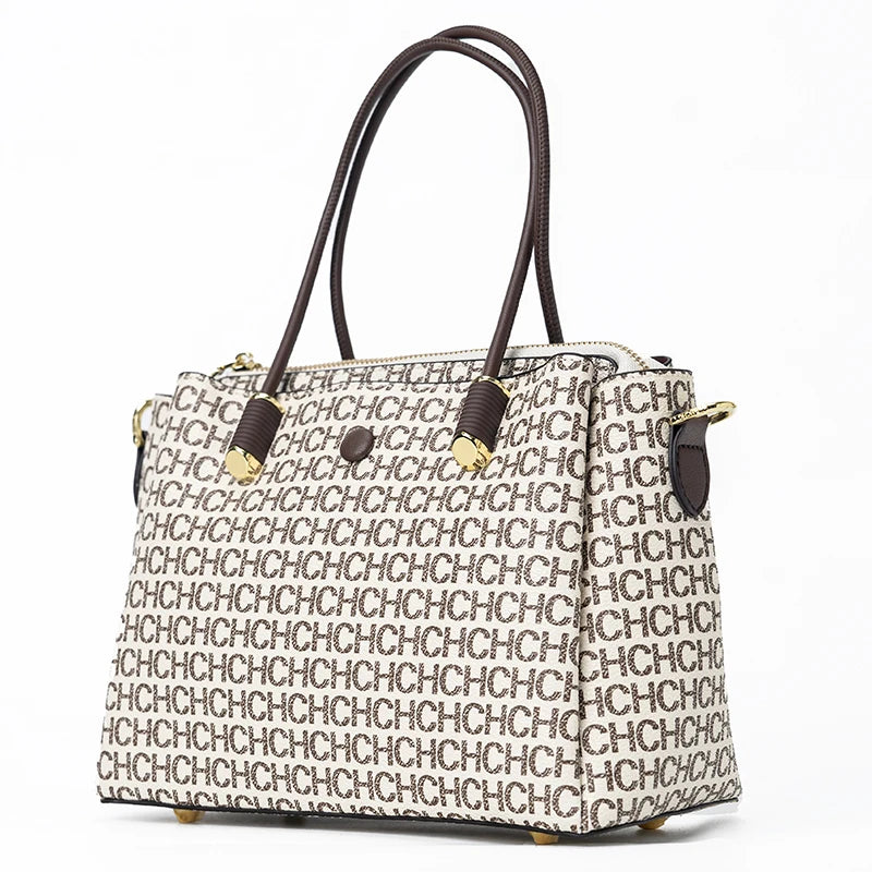 CH High Quality Metal Connection Brand Monogram Print Fashion Women's Tote Bag Large Capacity Commuter Versatile Tote Bag