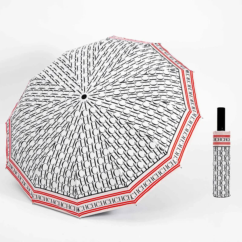 CH Alphabet Print Design Simple Fashion Style Umbrella Versatile Multifunctional Umbrella Easy To Carry Semi-automatic Umbrella