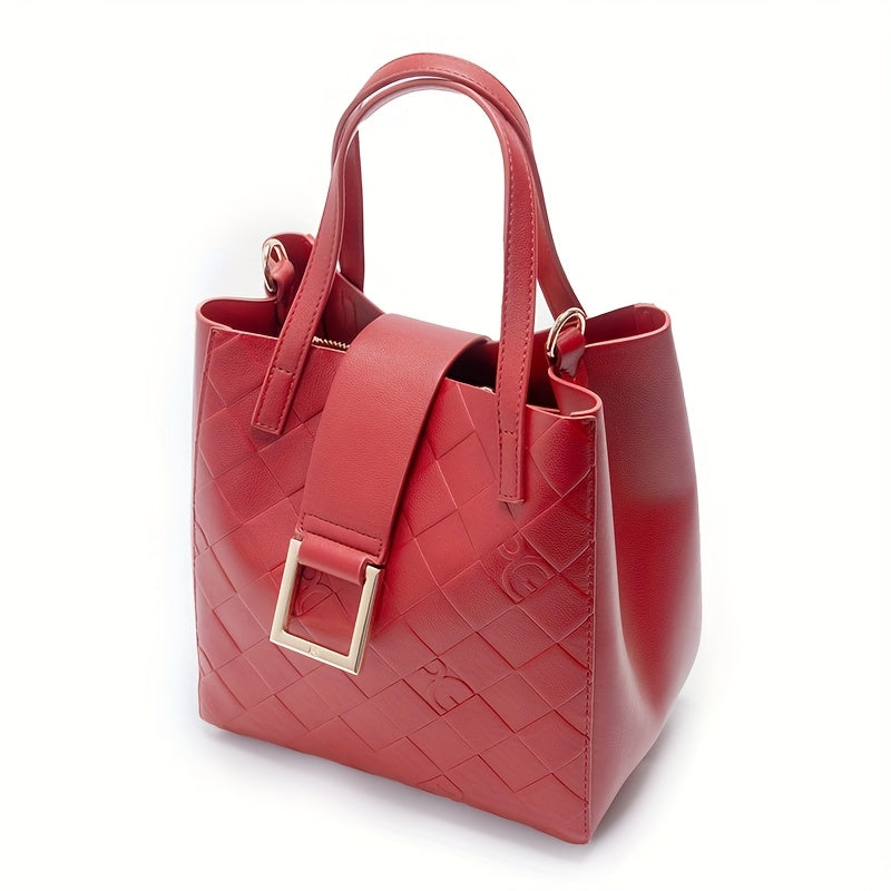 Bolso cruzado acolchado para mujer, estilo elegante, gran capacidad, correa de hombro desmontable, bolso de mano versátil en blanco, rojo, azul o marrón, ideal para uso diario, bolso casual chic | Textura acolchada | Bolso con correa desmontable