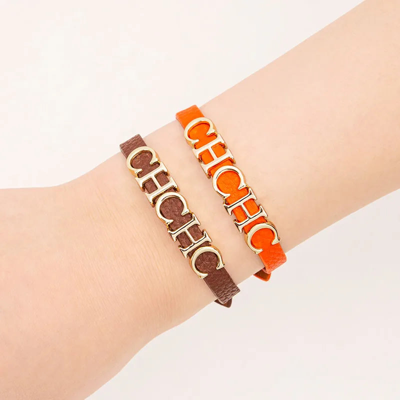 CH Women's Bracelet Fashion Letter Retro Simple Classic Hundred 2024 New Leather Women's Bracelet Accessories