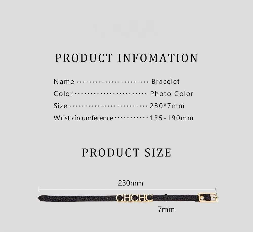 CH Women's Bracelet Fashion Letter Retro Simple Classic Hundred 2024 New Leather Women's Bracelet Accessories
