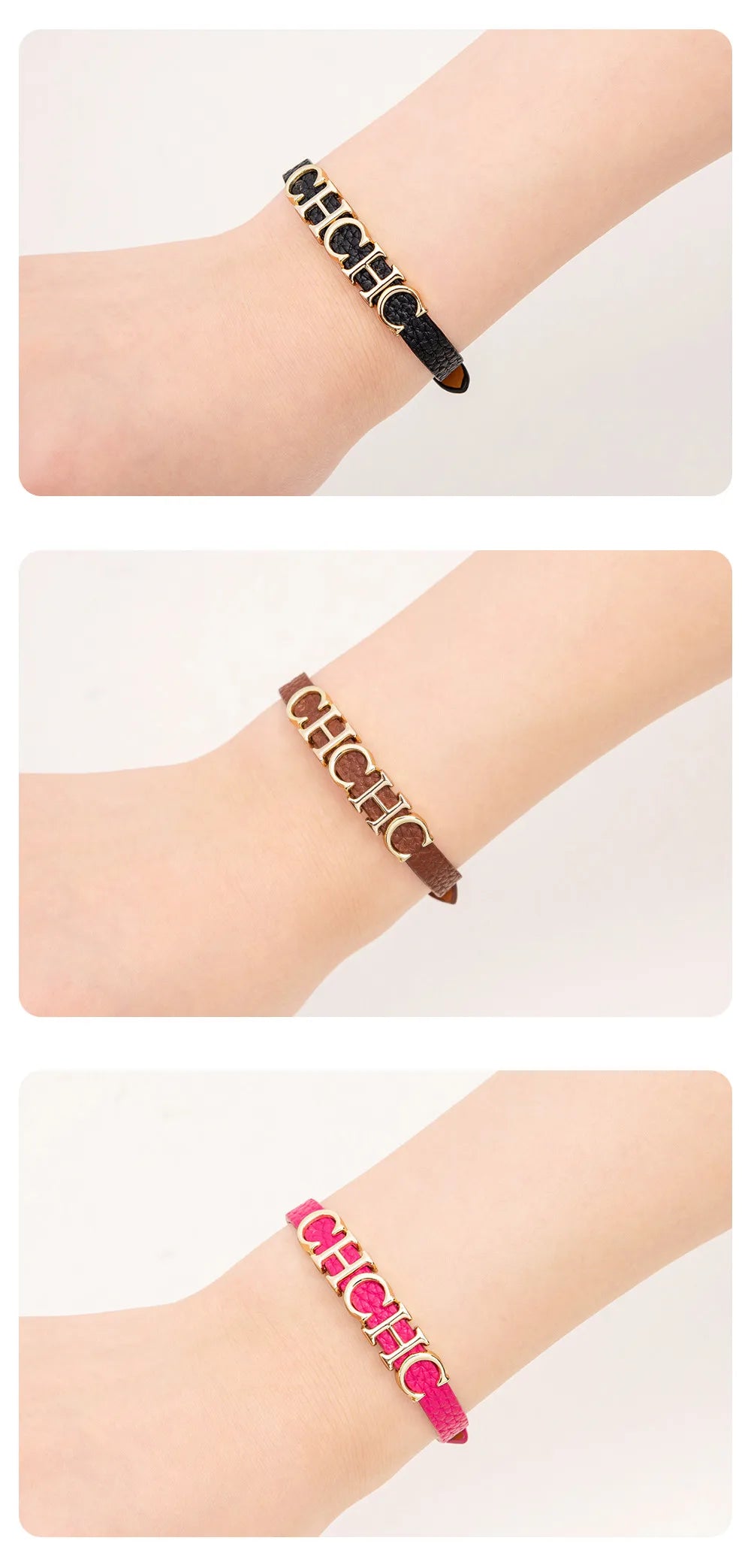 CH Women's Bracelet Fashion Letter Retro Simple Classic Hundred 2024 New Leather Women's Bracelet Accessories