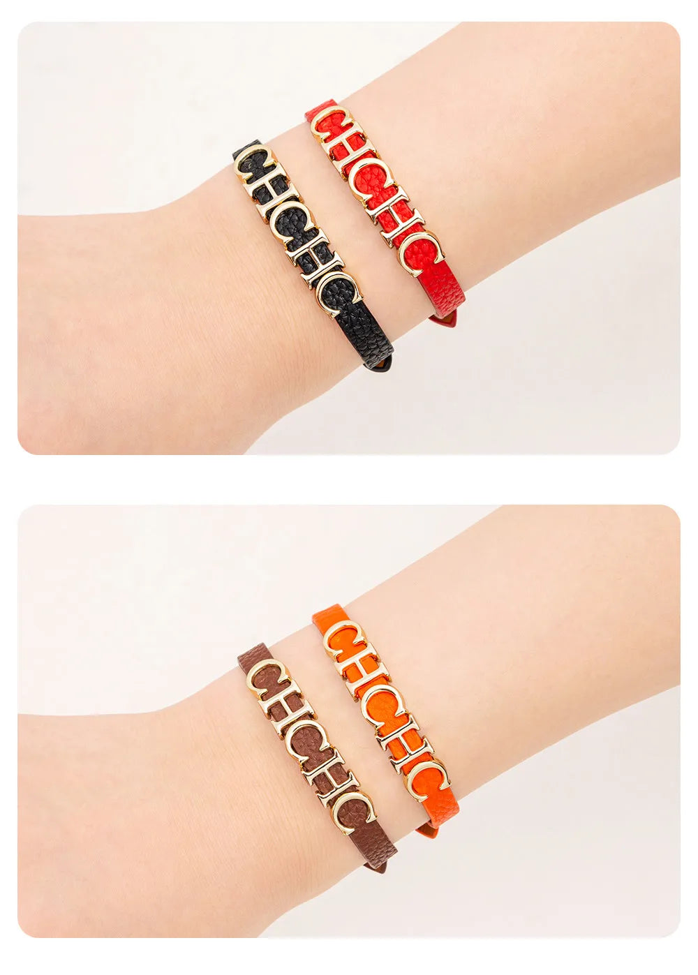 CH Women's Bracelet Fashion Letter Retro Simple Classic Hundred 2024 New Leather Women's Bracelet Accessories