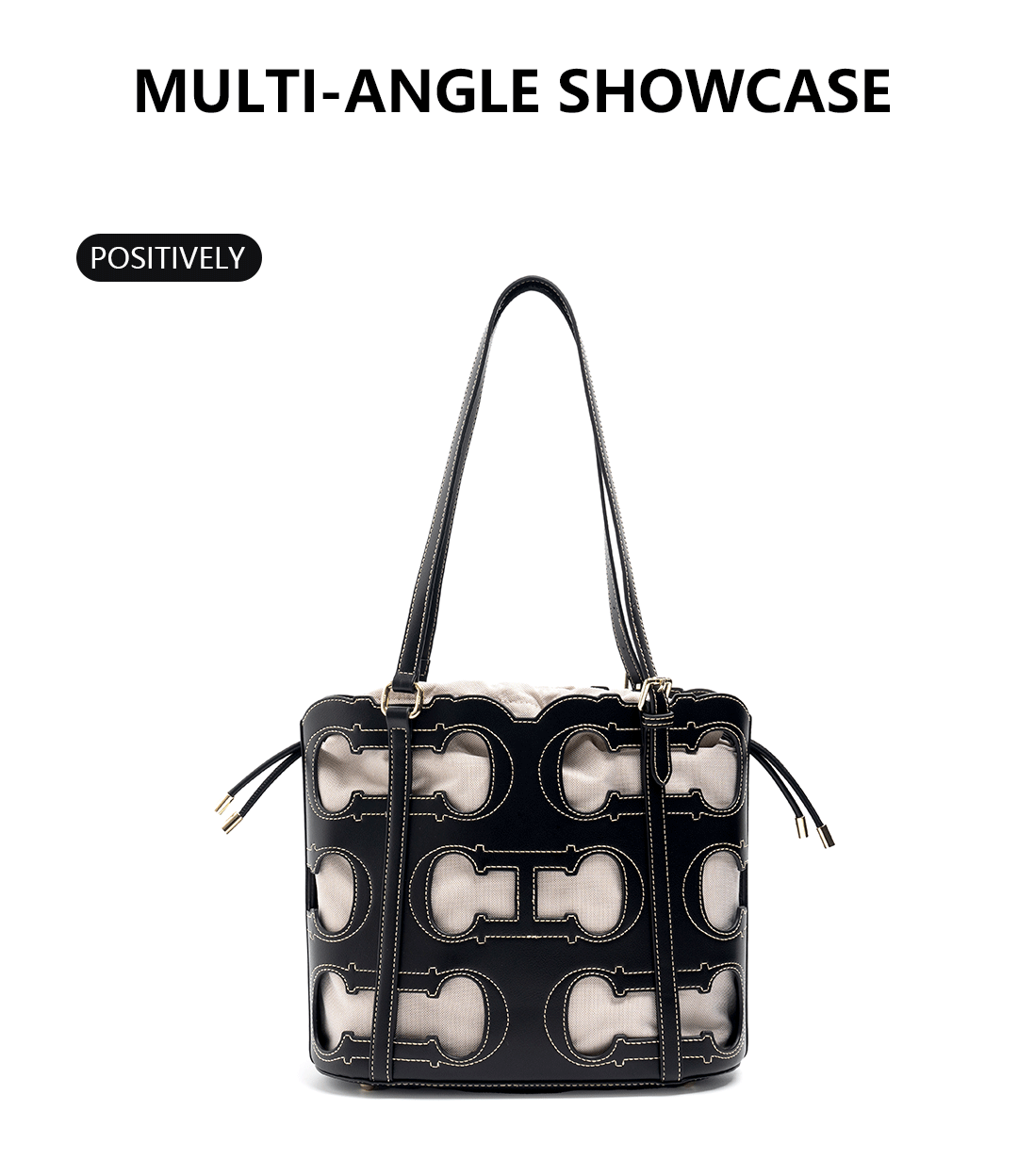 CH High-end Brand Fashionable Hollow Design Women's Handbag Large Capacity Simple Solid Color Women's Shoulder Bag