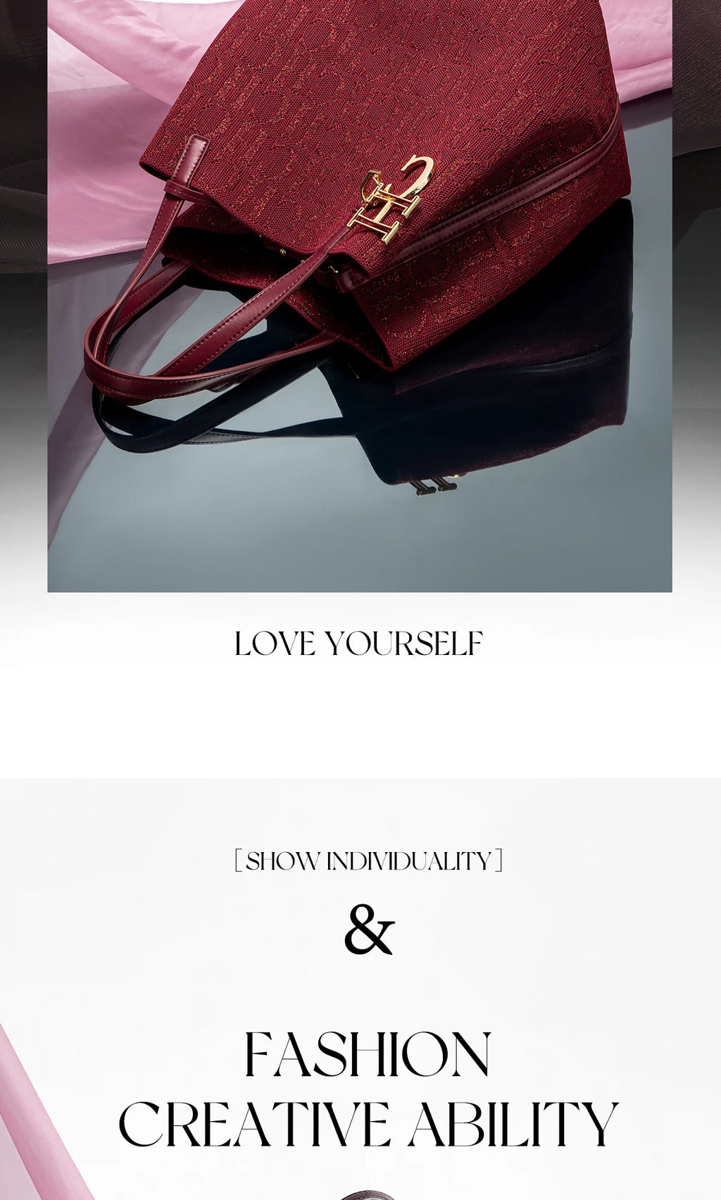 CH Ladies Shoulder Bag Simple Solid Colour Letter Print Design Ladies Tote Bag Large Capacity Daily Commuter Bag Ladies Crossbod