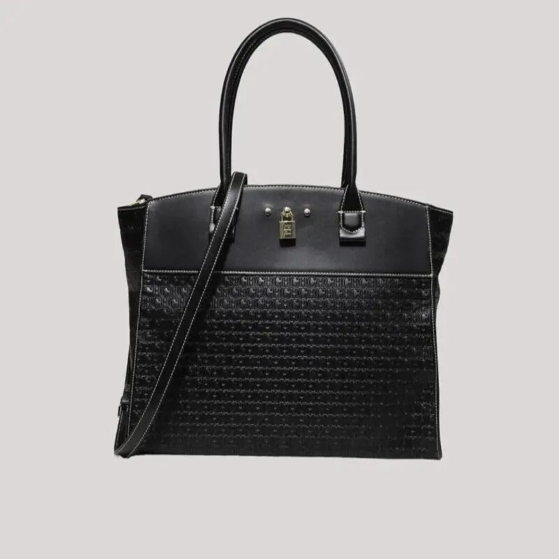CH Luxury Women's Large Capacity Handbag Vintage Embossed Shoulder Bag Collision Color Classic Retro Travel Crossbody Bag
