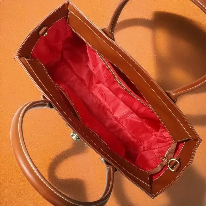 CH Luxury Women's Large Capacity Handbag Vintage Embossed Shoulder Bag Collision Color Classic Retro Travel Crossbody Bag