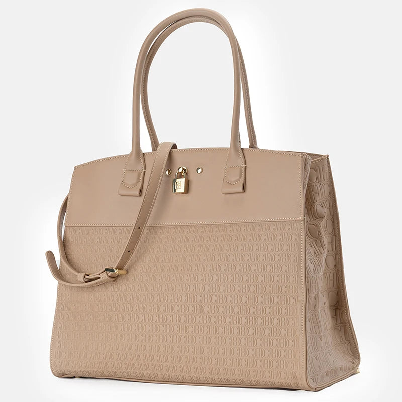 CH Luxury Women's Large Capacity Handbag Vintage Embossed Shoulder Bag Collision Color Classic Retro Travel Crossbody Bag