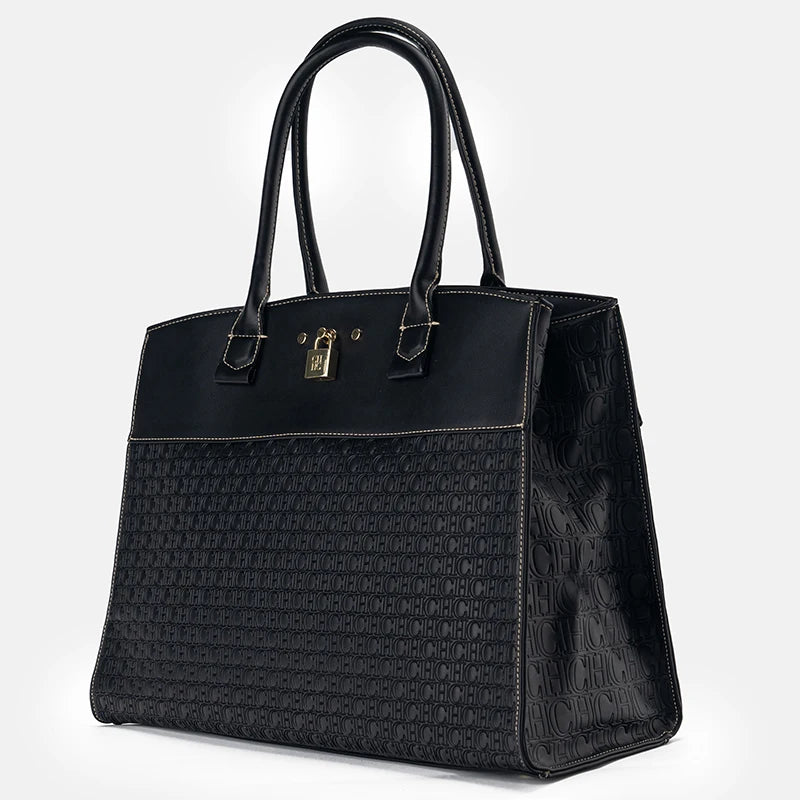 CH Luxury Women's Large Capacity Handbag Vintage Embossed Shoulder Bag Collision Color Classic Retro Travel Crossbody Bag