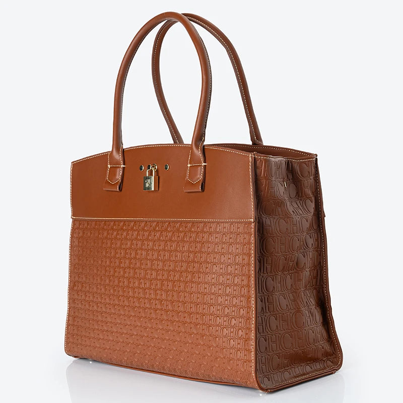 CH Luxury Women's Large Capacity Handbag Vintage Embossed Shoulder Bag Collision Color Classic Retro Travel Crossbody Bag
