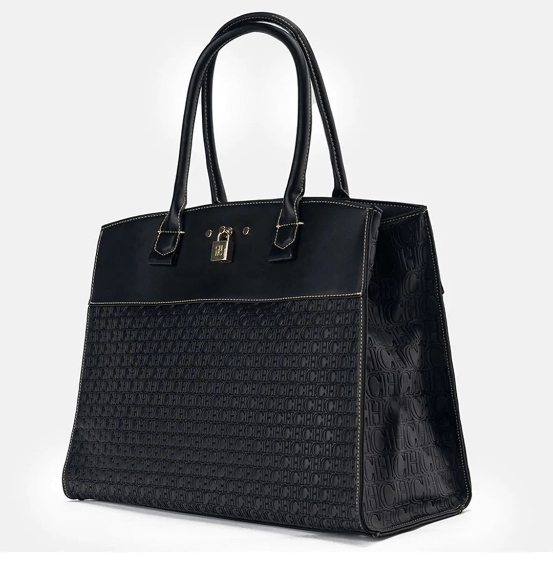 CH Luxury Women's Large Capacity Handbag Vintage Embossed Shoulder Bag Collision Color Classic Retro Travel Crossbody Bag