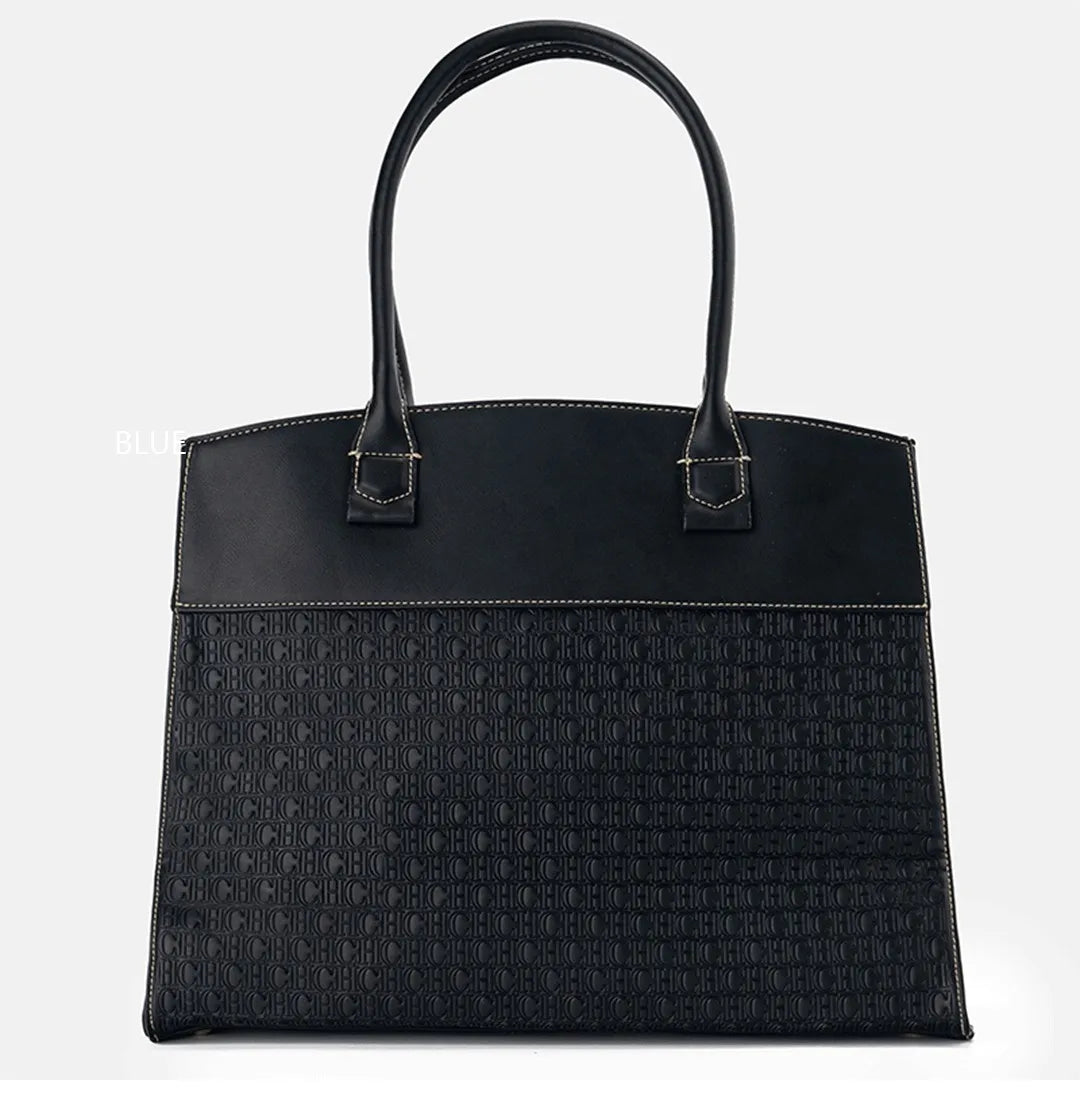 CH Luxury Women's Large Capacity Handbag Vintage Embossed Shoulder Bag Collision Color Classic Retro Travel Crossbody Bag