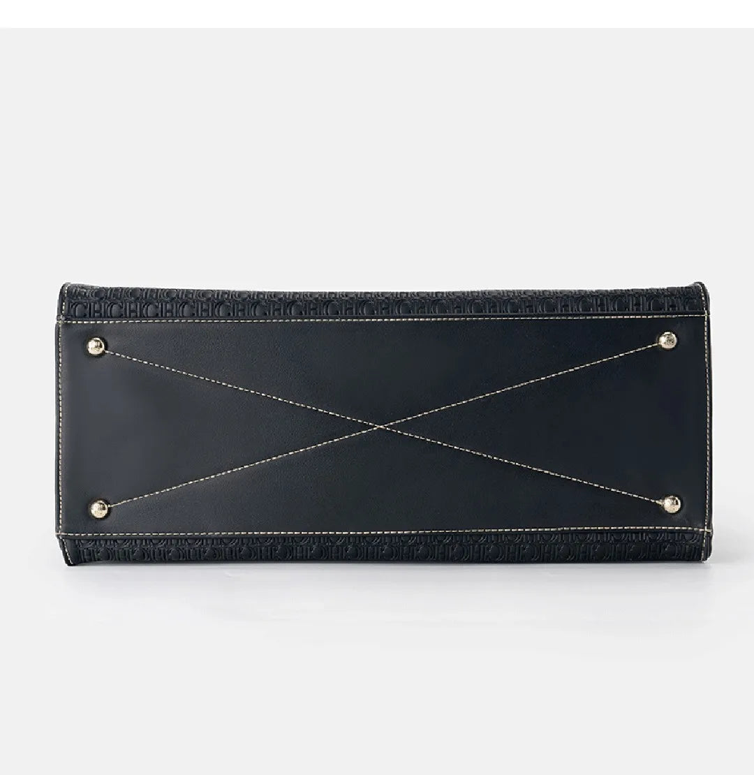 CH Luxury Women's Large Capacity Handbag Vintage Embossed Shoulder Bag Collision Color Classic Retro Travel Crossbody Bag