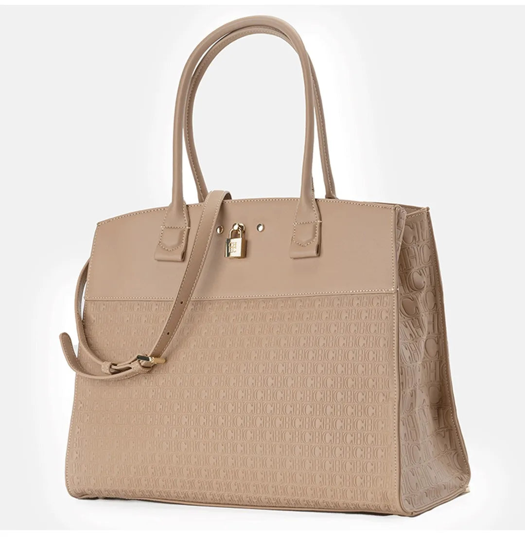 CH Luxury Women's Large Capacity Handbag Vintage Embossed Shoulder Bag Collision Color Classic Retro Travel Crossbody Bag