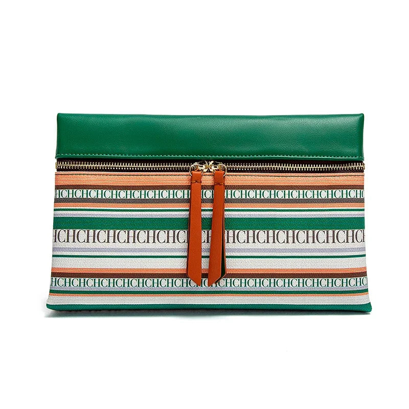 CH Fashion Zipper Design Striped Crossbody Bag Compact Multicolor Printed Lettering Elegant Brand Women's Bag