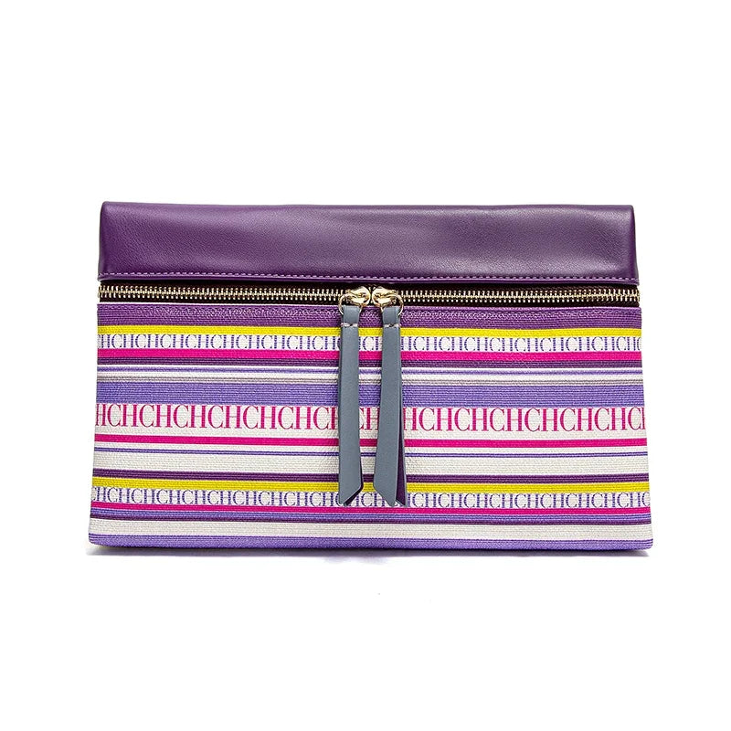 CH Fashion Zipper Design Striped Crossbody Bag Compact Multicolor Printed Lettering Elegant Brand Women's Bag