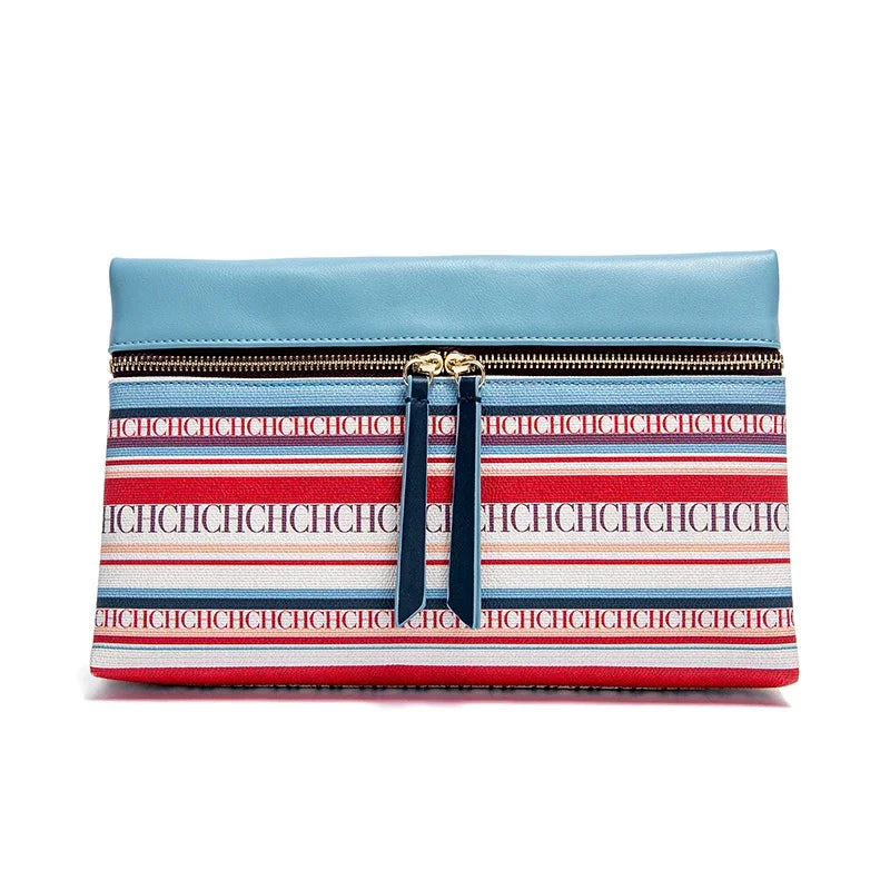 CH Fashion Zipper Design Striped Crossbody Bag Compact Multicolor Printed Lettering Elegant Brand Women's Bag
