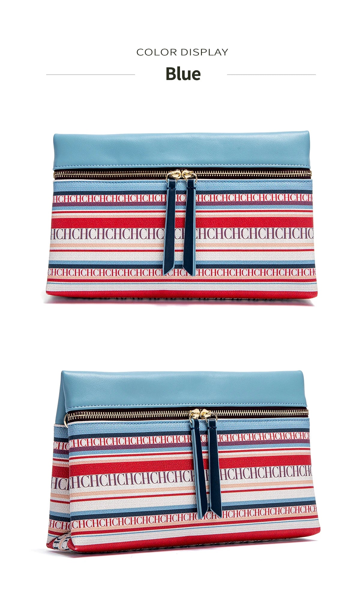 CH Fashion Zipper Design Striped Crossbody Bag Compact Multicolor Printed Lettering Elegant Brand Women's Bag