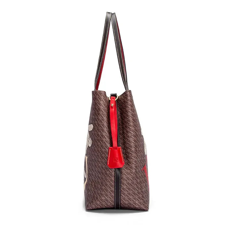 CH Luxury Brand Retro Classic Ladies Commuter Travel Bucket Bag 2024 Cartoon Bear Pattern Large Capacity Ladies Shoulder Bag