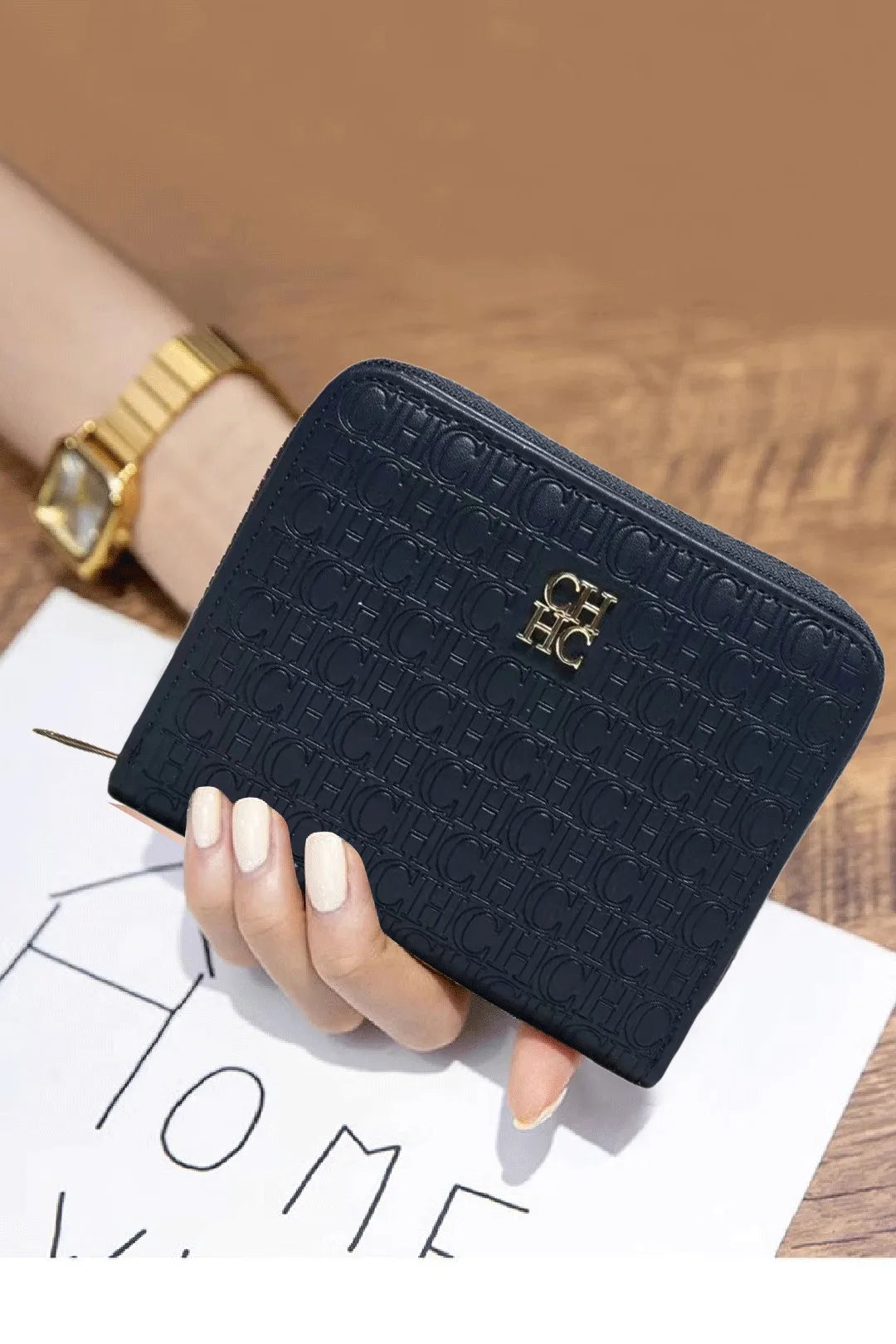CH Multi-color Cute Wallet Brand Clasp Women's Wallet Simple and Fashionable Beautiful Lettered Printing Design Solid Color Wome