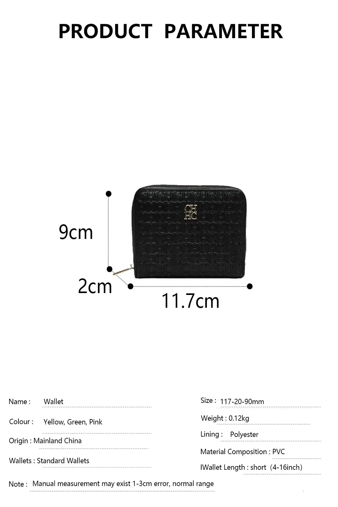 CH Multi-color Cute Wallet Brand Clasp Women's Wallet Simple and Fashionable Beautiful Lettered Printing Design Solid Color Wome