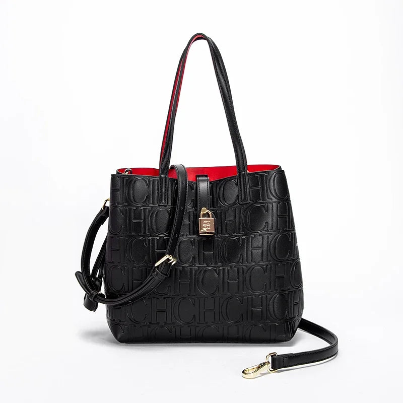 CH Fashion Brand Women's Embossed Pattern Leather Bag Fashionable Luxury Designer Casual Messenger Bag Women's