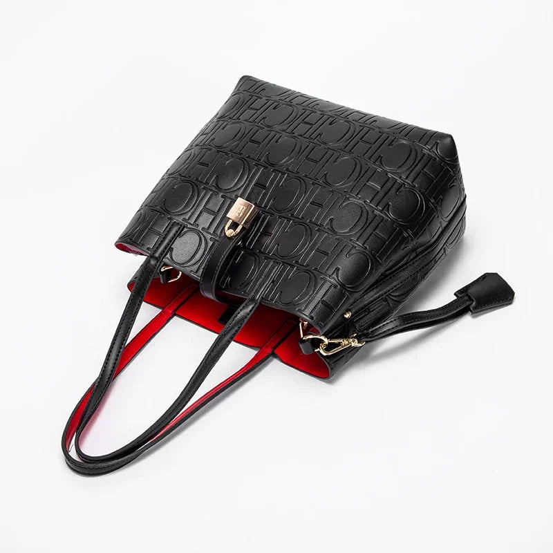 CH Fashion Brand Women's Embossed Pattern Leather Bag Fashionable Luxury Designer Casual Messenger Bag Women's