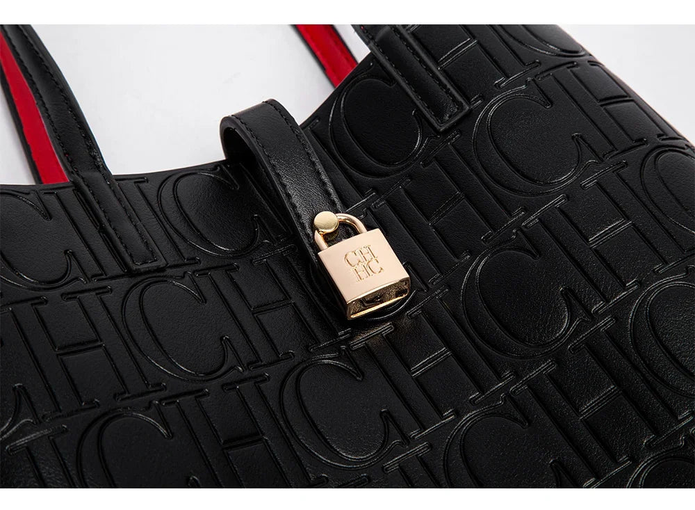 CH Fashion Brand Women's Embossed Pattern Leather Bag Fashionable Luxury Designer Casual Messenger Bag Women's