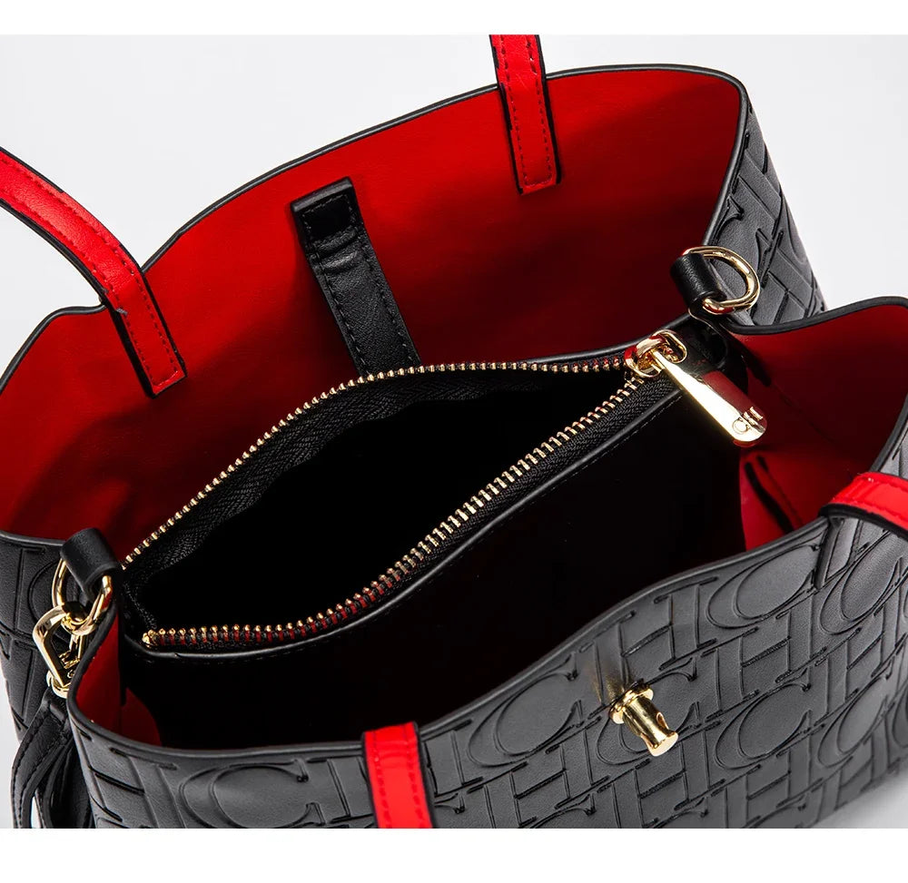 CH Fashion Brand Women's Embossed Pattern Leather Bag Fashionable Luxury Designer Casual Messenger Bag Women's