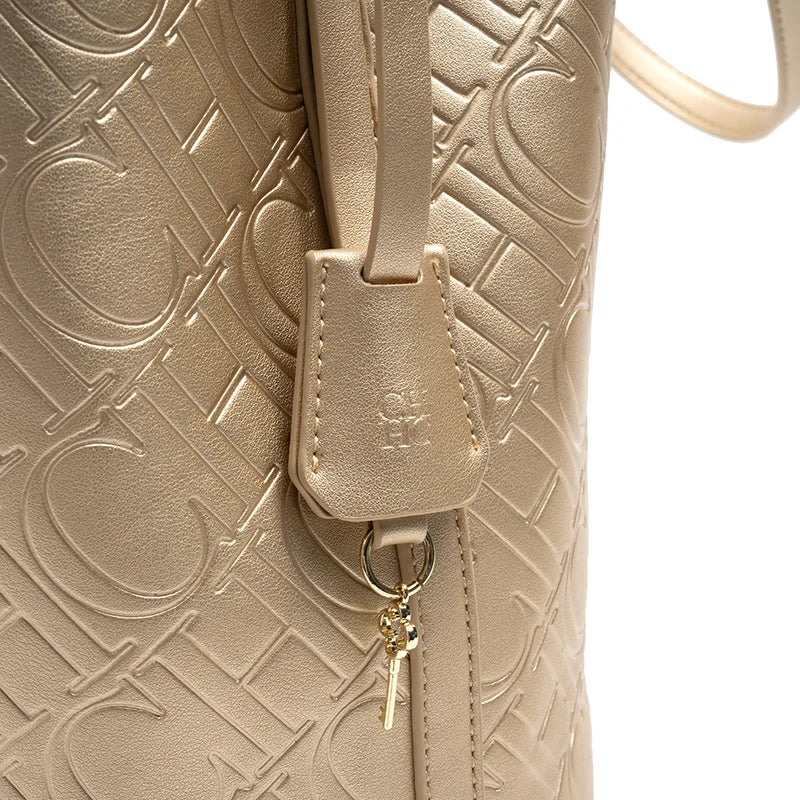 CH Ladies Shoulder Bag Classic Fashion Ladies Crossbody Premium Feeling Pure Colour Letter Embossed Design Handbag Large Capacit