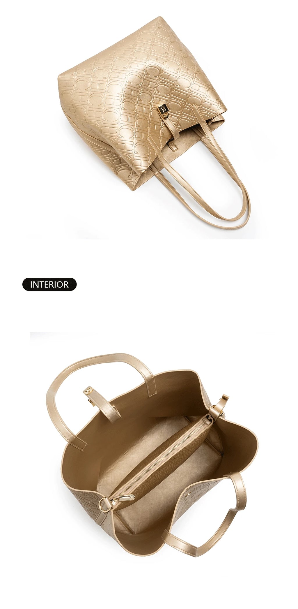 CH Ladies Shoulder Bag Classic Fashion Ladies Crossbody Premium Feeling Pure Colour Letter Embossed Design Handbag Large Capacit