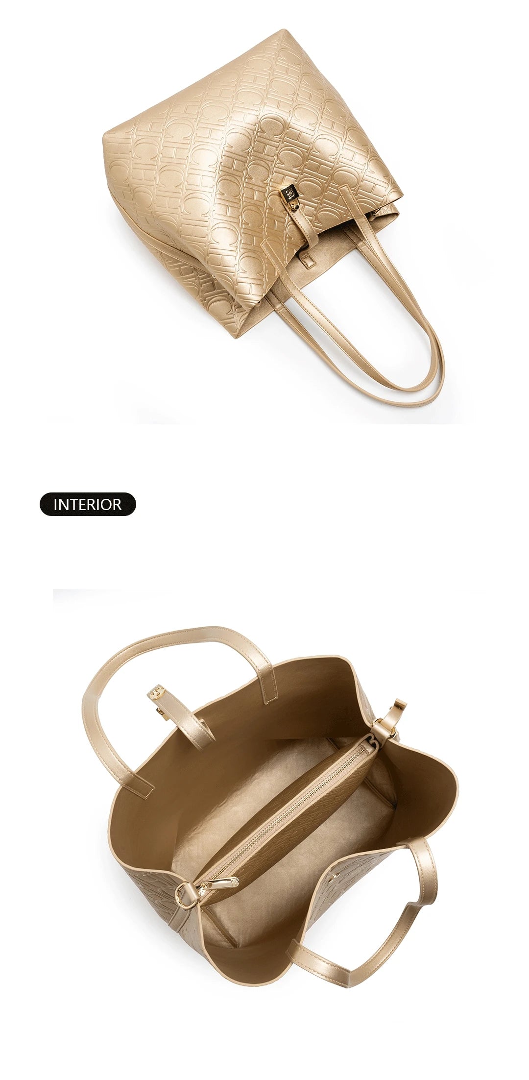CH Ladies Shoulder Bag Classic Fashion Ladies Crossbody Premium Feeling Pure Colour Letter Embossed Design Handbag Large Capacit