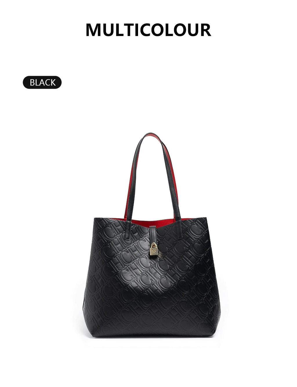 CH Ladies Shoulder Bag Classic Fashion Ladies Crossbody Premium Feeling Pure Colour Letter Embossed Design Handbag Large Capacit