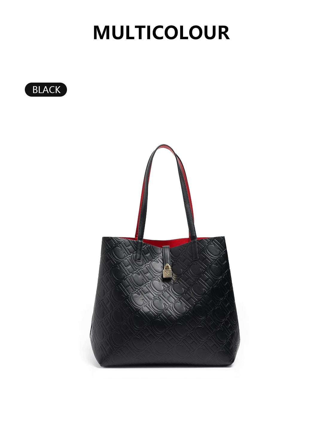 CH Ladies Shoulder Bag Classic Fashion Ladies Crossbody Premium Feeling Pure Colour Letter Embossed Design Handbag Large Capacit