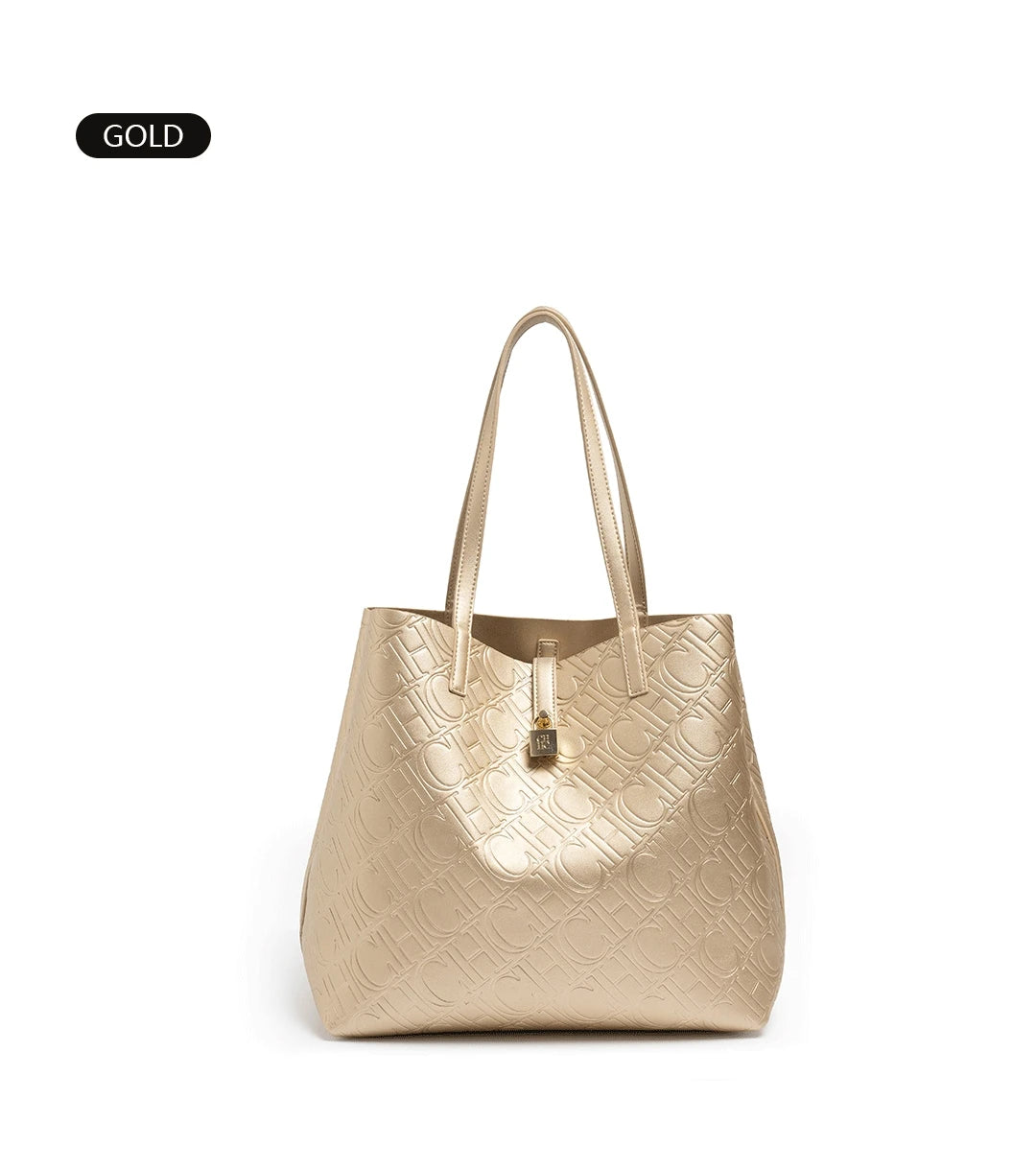 CH Ladies Shoulder Bag Classic Fashion Ladies Crossbody Premium Feeling Pure Colour Letter Embossed Design Handbag Large Capacit
