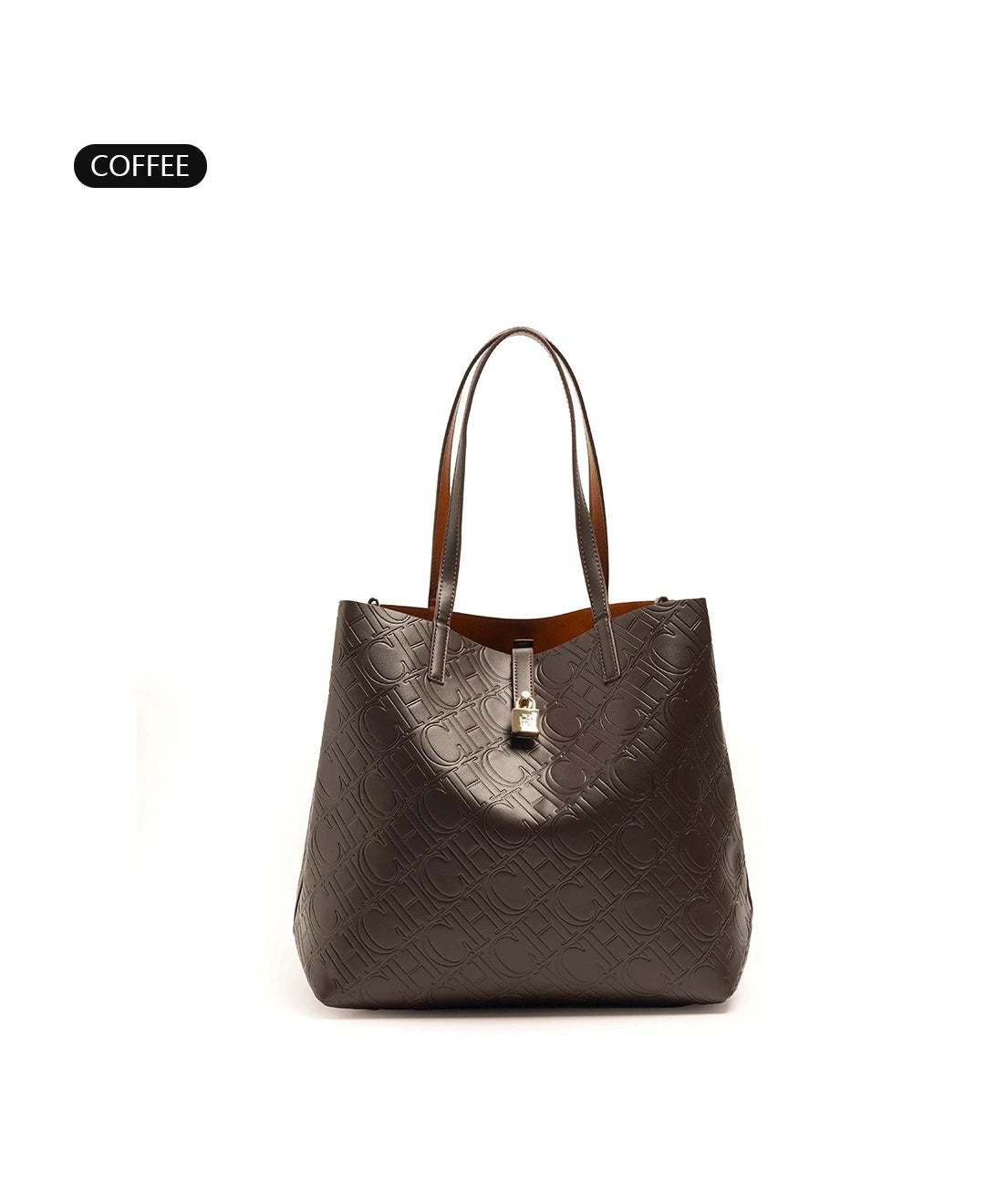 CH Ladies Shoulder Bag Classic Fashion Ladies Crossbody Premium Feeling Pure Colour Letter Embossed Design Handbag Large Capacit