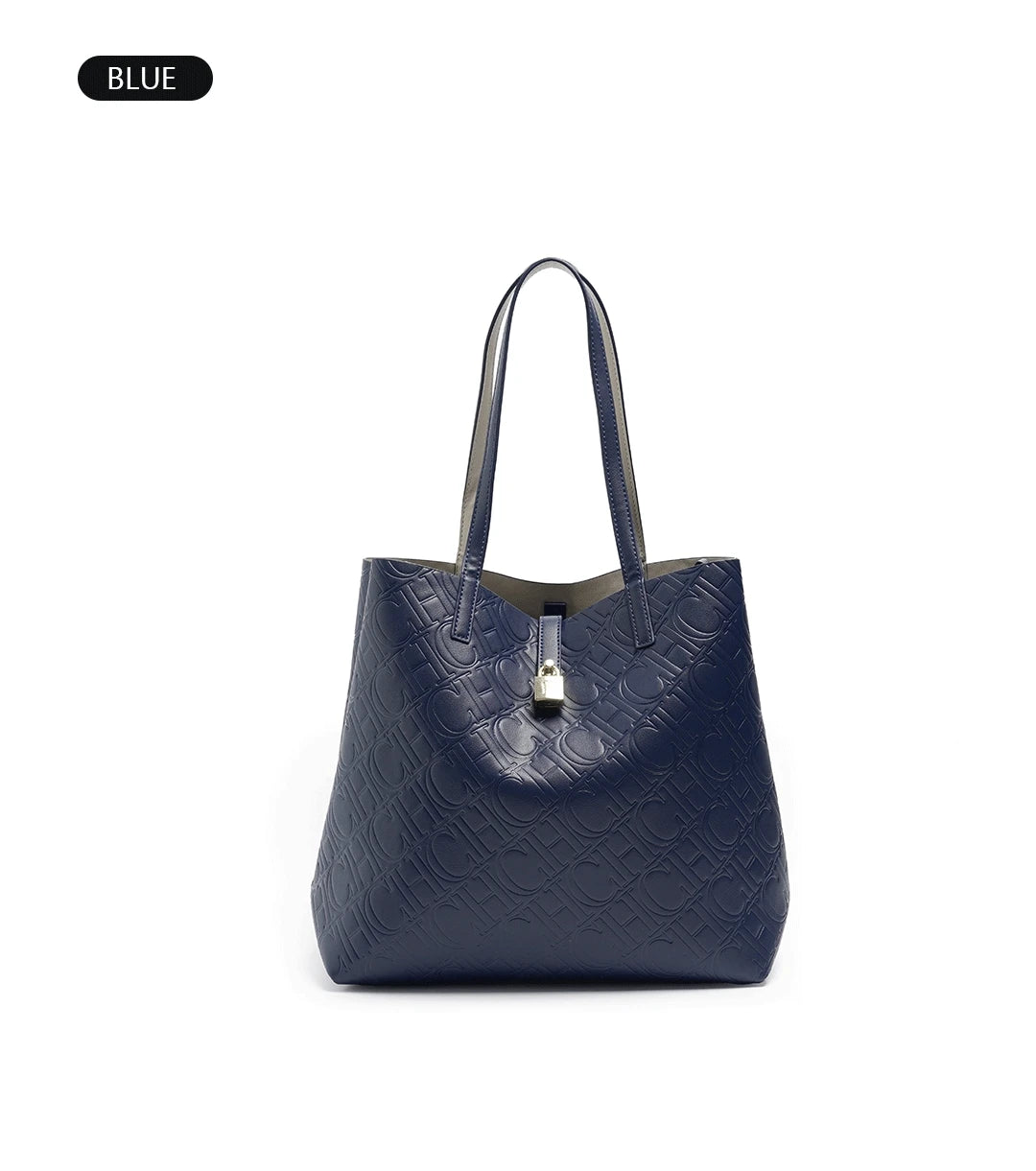 CH Ladies Shoulder Bag Classic Fashion Ladies Crossbody Premium Feeling Pure Colour Letter Embossed Design Handbag Large Capacit