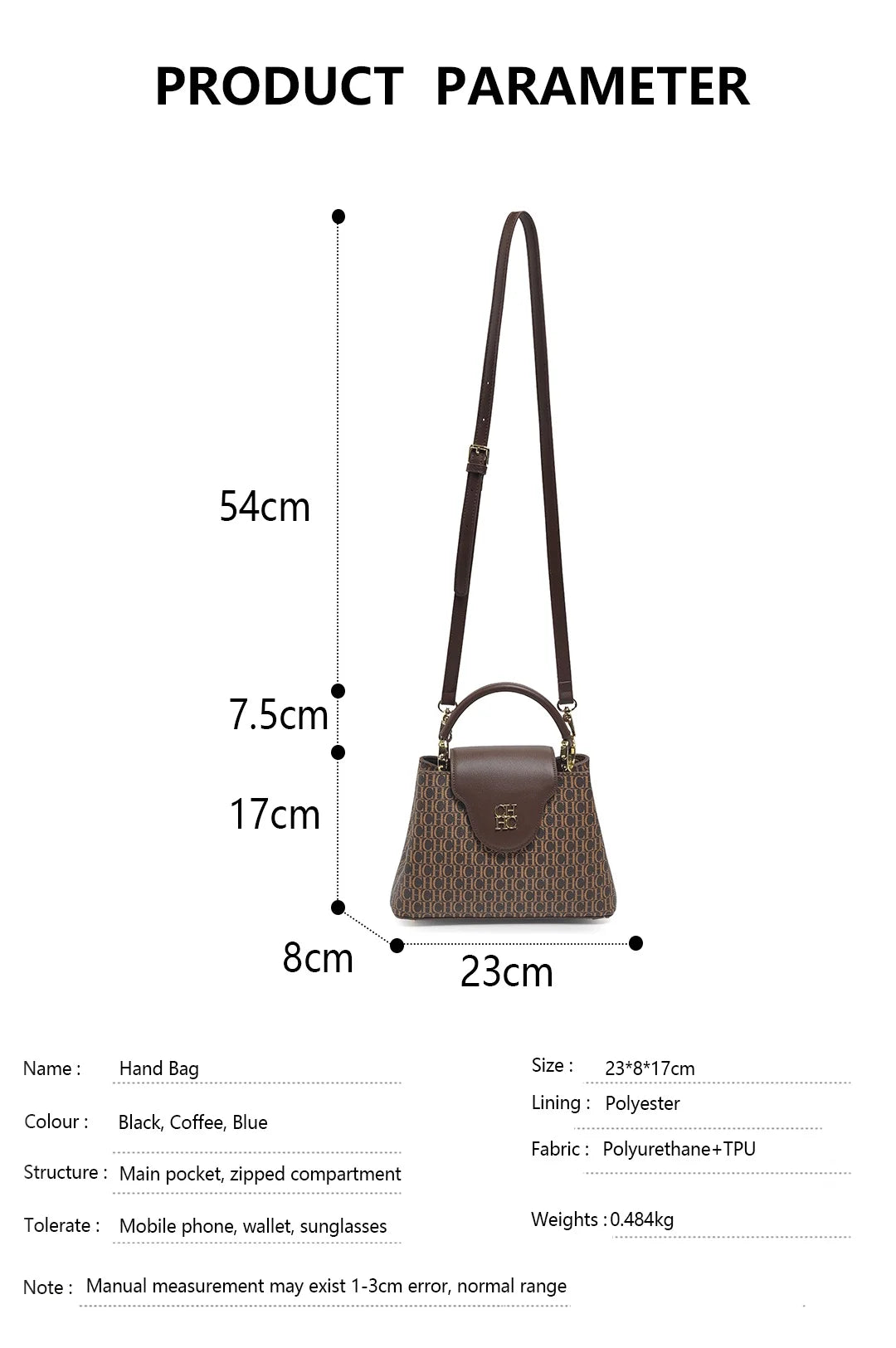 CH Women's Design Tote Letter Design Printing Ladies Elegant Compartment Hundred Crossbody Bag Fashion Temperament
