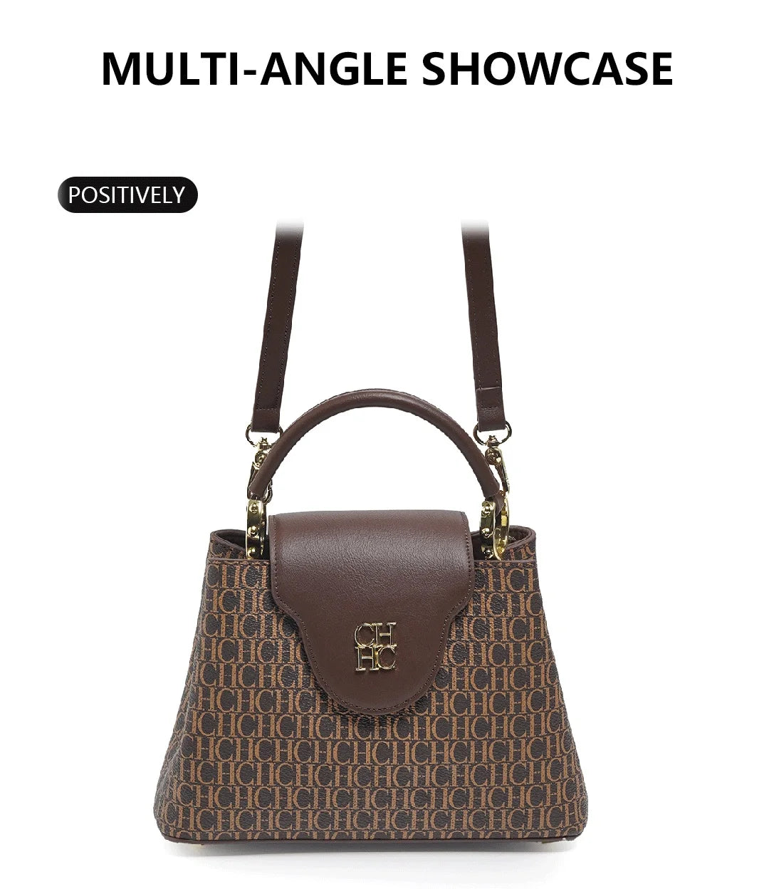 CH Women's Design Tote Letter Design Printing Ladies Elegant Compartment Hundred Crossbody Bag Fashion Temperament