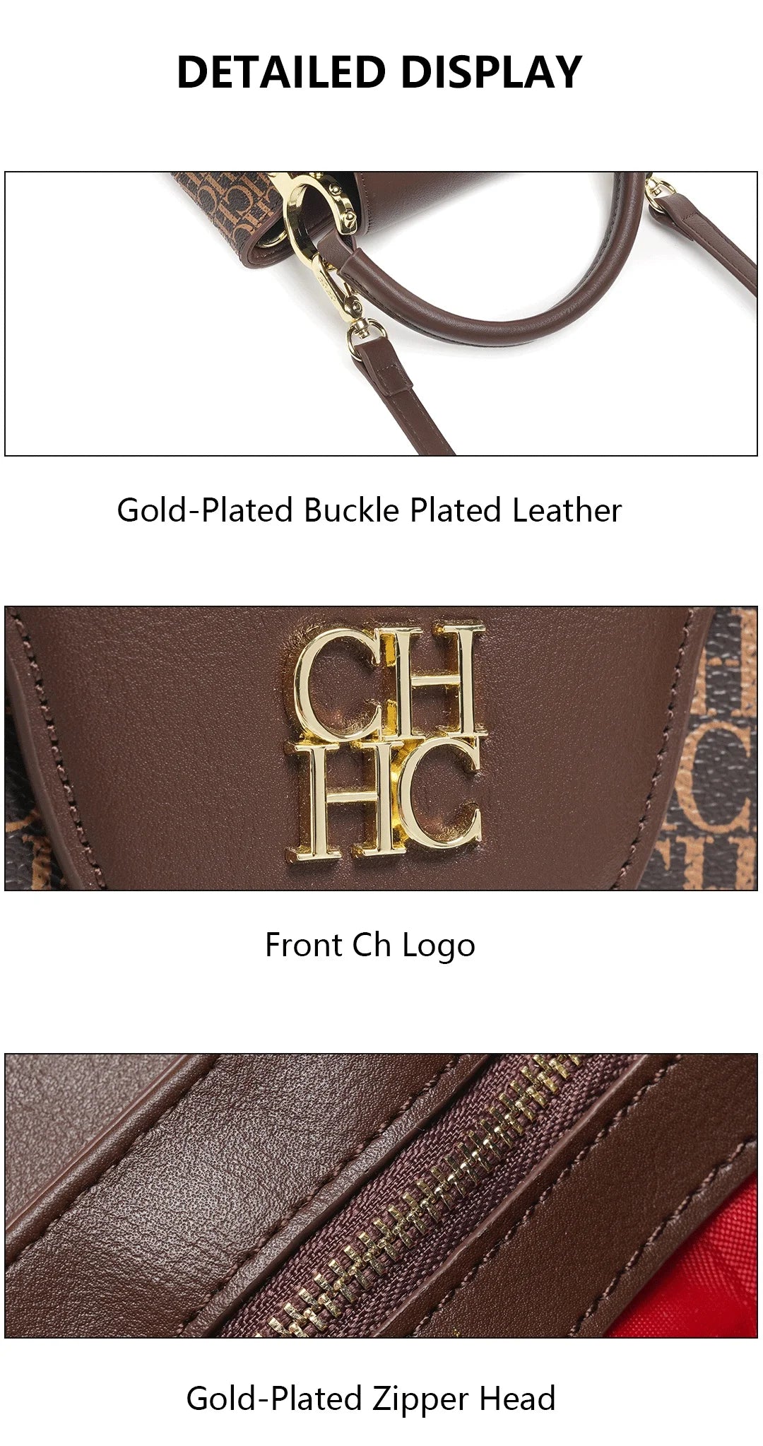CH Women's Design Tote Letter Design Printing Ladies Elegant Compartment Hundred Crossbody Bag Fashion Temperament