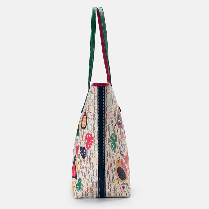 CH Shoulder Bag Ladies Cartoon Pattern Large Capacity Niche Brand Casual Fashion Handheld Can Load Shopping Daily Commuting