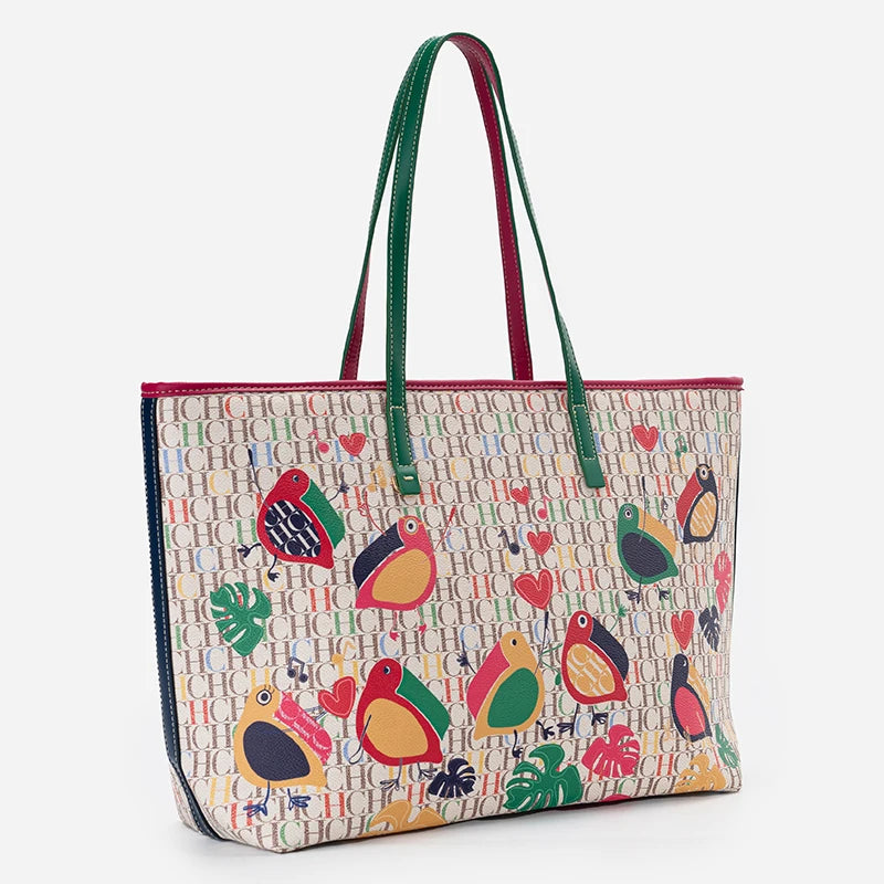 CH Shoulder Bag Ladies Cartoon Pattern Large Capacity Niche Brand Casual Fashion Handheld Can Load Shopping Daily Commuting