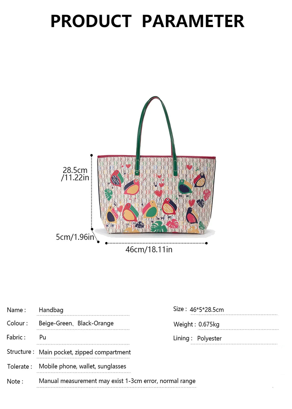 CH Shoulder Bag Ladies Cartoon Pattern Large Capacity Niche Brand Casual Fashion Handheld Can Load Shopping Daily Commuting