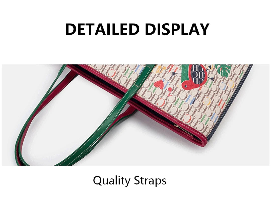 CH Shoulder Bag Ladies Cartoon Pattern Large Capacity Niche Brand Casual Fashion Handheld Can Load Shopping Daily Commuting