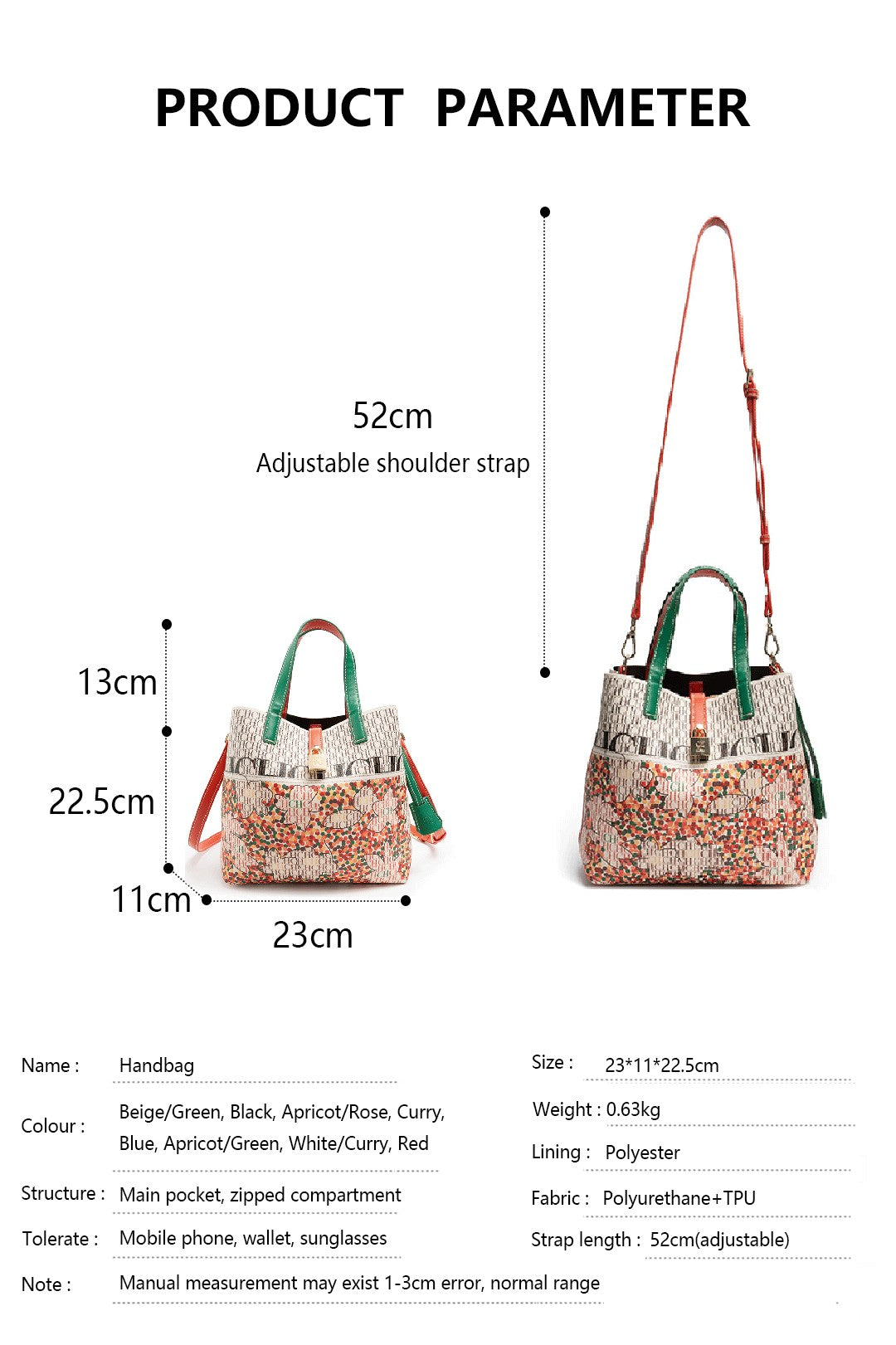 CH Exquisite Flower Printed Women's Leather Bag Fashion Design Women's Handbag Printed Women's Shoulder Large Capacity Bag