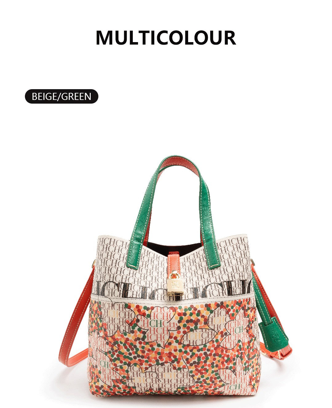 CH Exquisite Flower Printed Women's Leather Bag Fashion Design Women's Handbag Printed Women's Shoulder Large Capacity Bag
