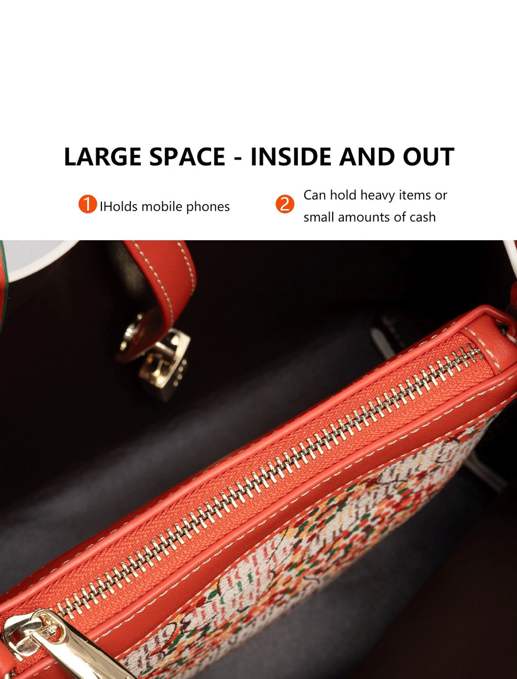 CH Exquisite Flower Printed Women's Leather Bag Fashion Design Women's Handbag Printed Women's Shoulder Large Capacity Bag