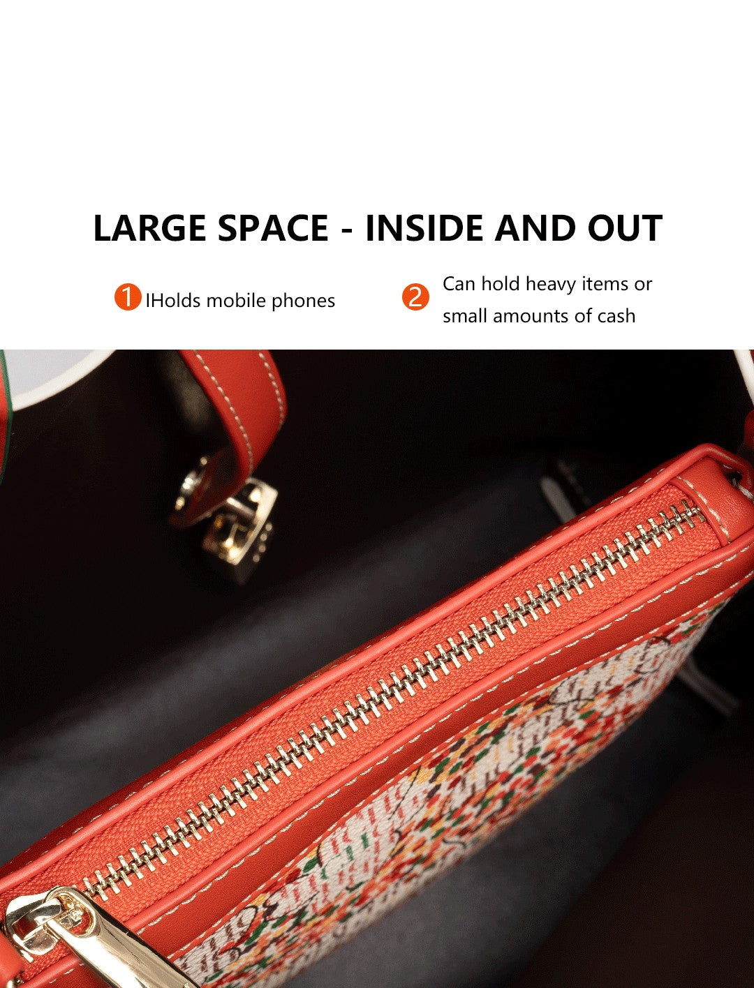 CH Exquisite Flower Printed Women's Leather Bag Fashion Design Women's Handbag Printed Women's Shoulder Large Capacity Bag