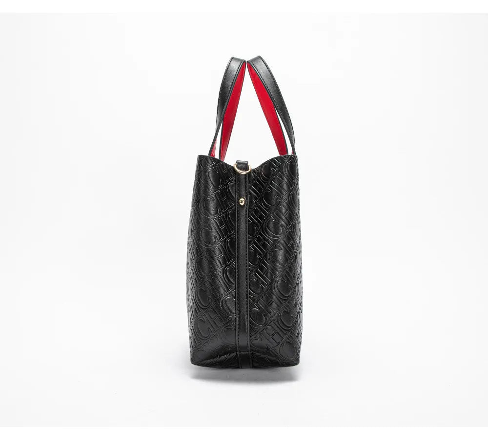 CH Fashion Brand Shoulder Bag for Women Large Capacity Casual Hard Bag with Letters Embossed PU Leather Womenswear